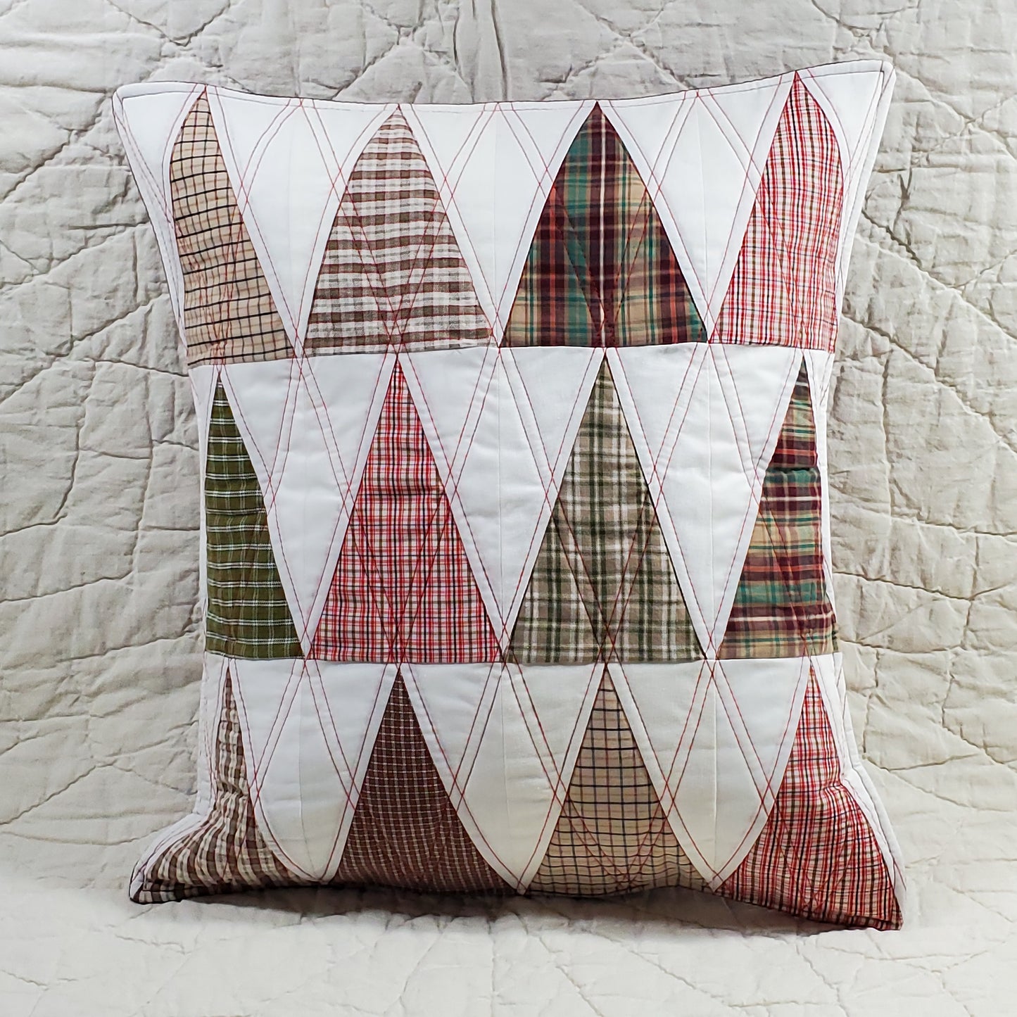 Plaid Trees - Quilted Pillow Cover #1043