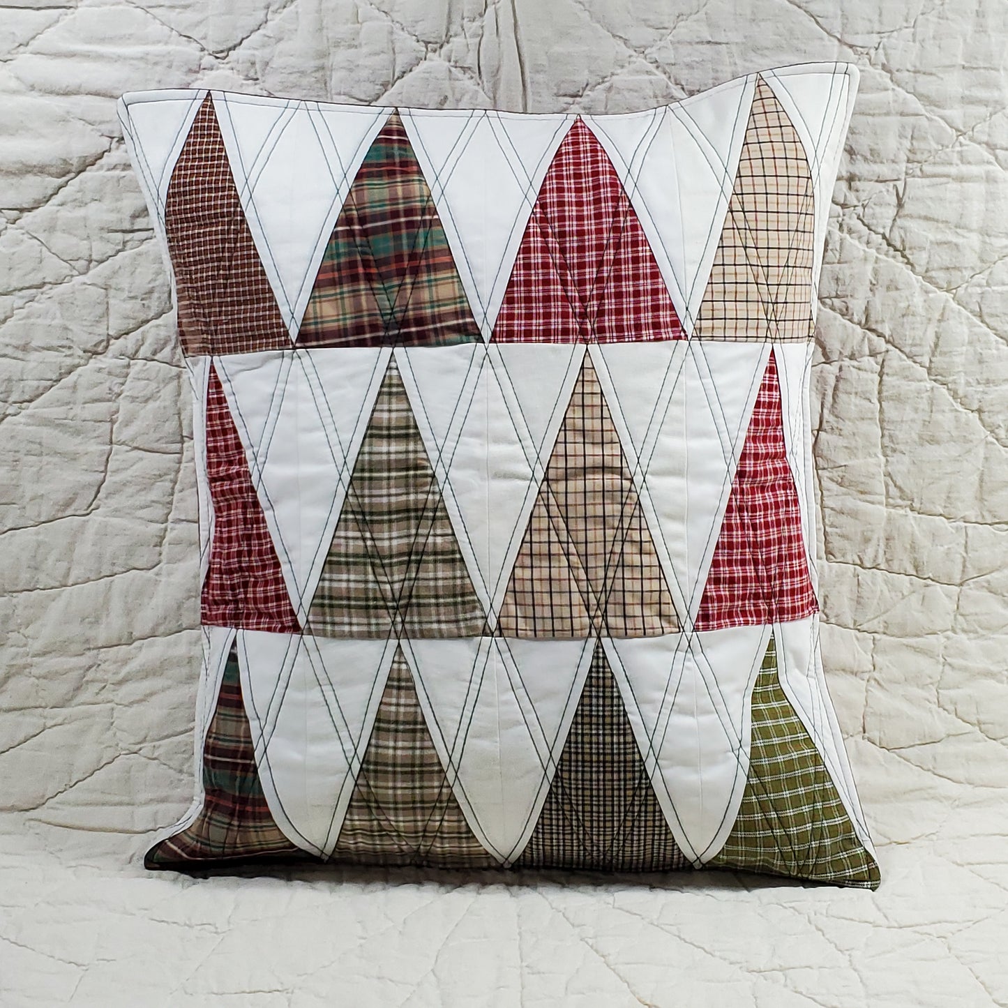 Plaid Trees - Quilted Pillow Cover #1038
