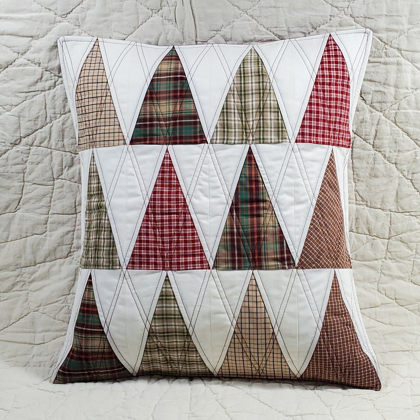 Plaid Trees - Quilted Pillow Cover #1041