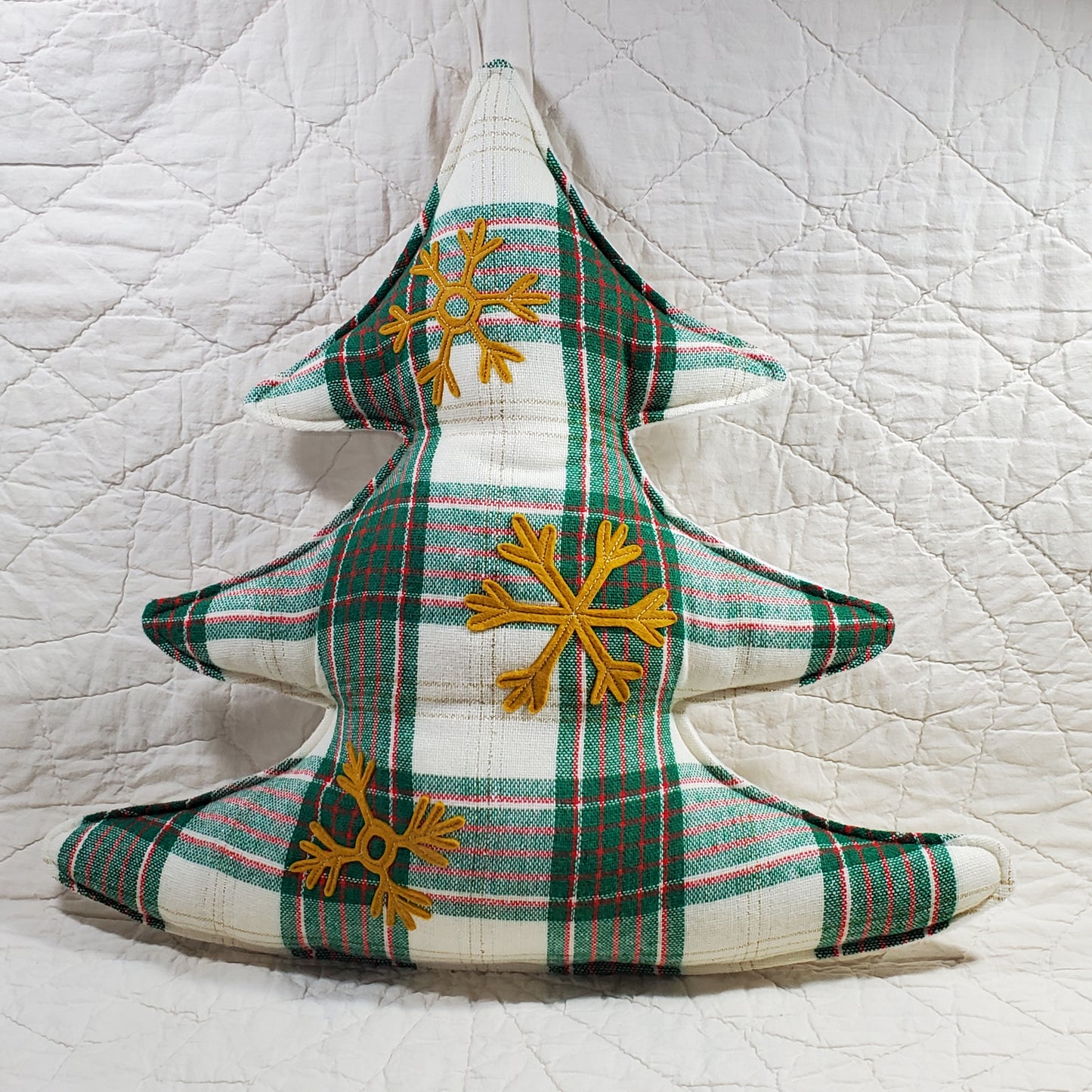 LARGE Tree Pillow with Gold Snowflakes #1032 - FREE SHIPPING