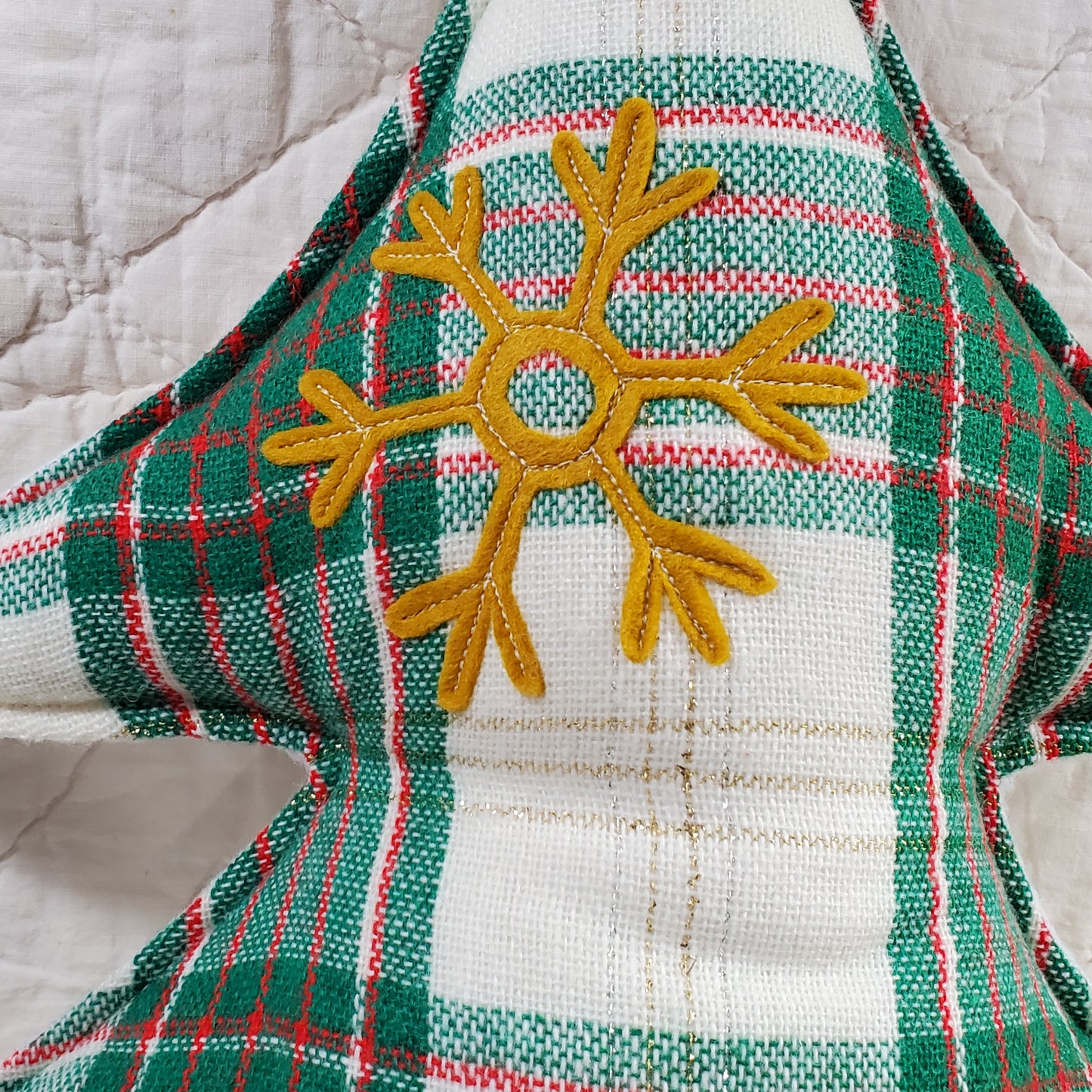 LARGE Tree Pillow with Gold Snowflakes #1032 - FREE SHIPPING