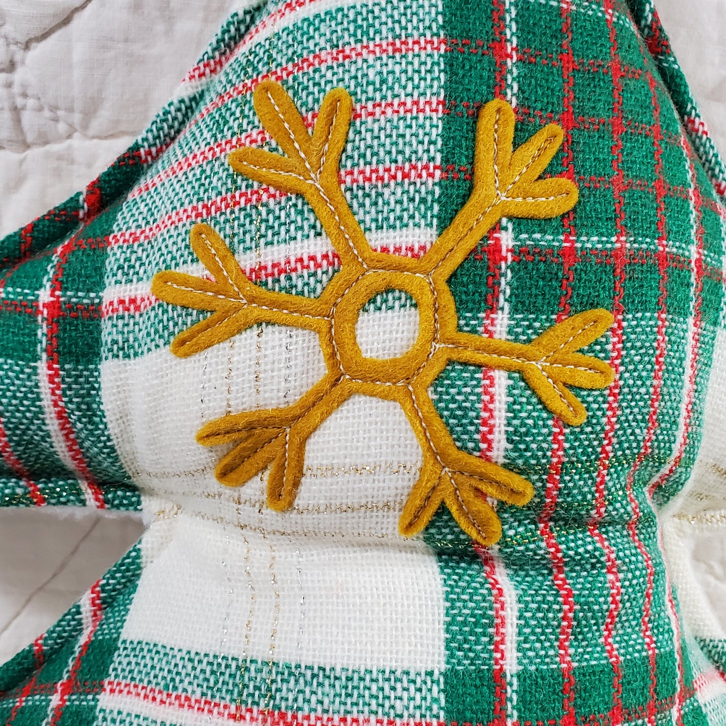 LARGE Tree Pillow with Gold Snowflakes #1034 - FREE SHIPPING