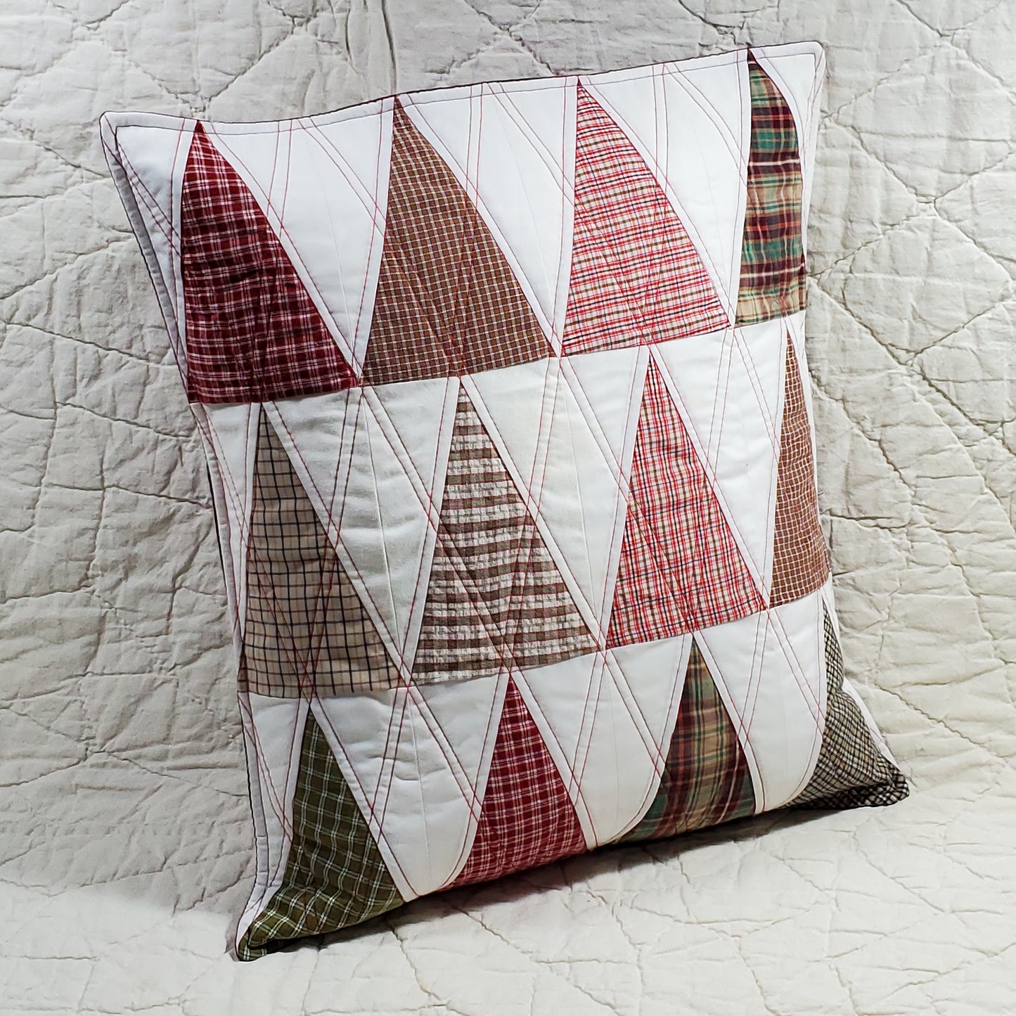 Plaid Trees - Quilted Pillow Cover #1037