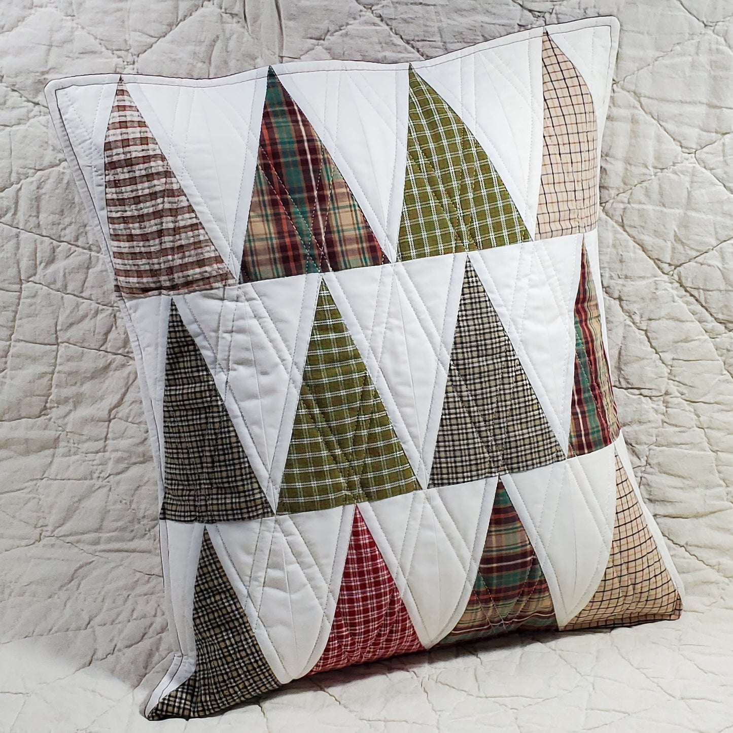 Plaid Trees - Quilted Pillow Cover #1039