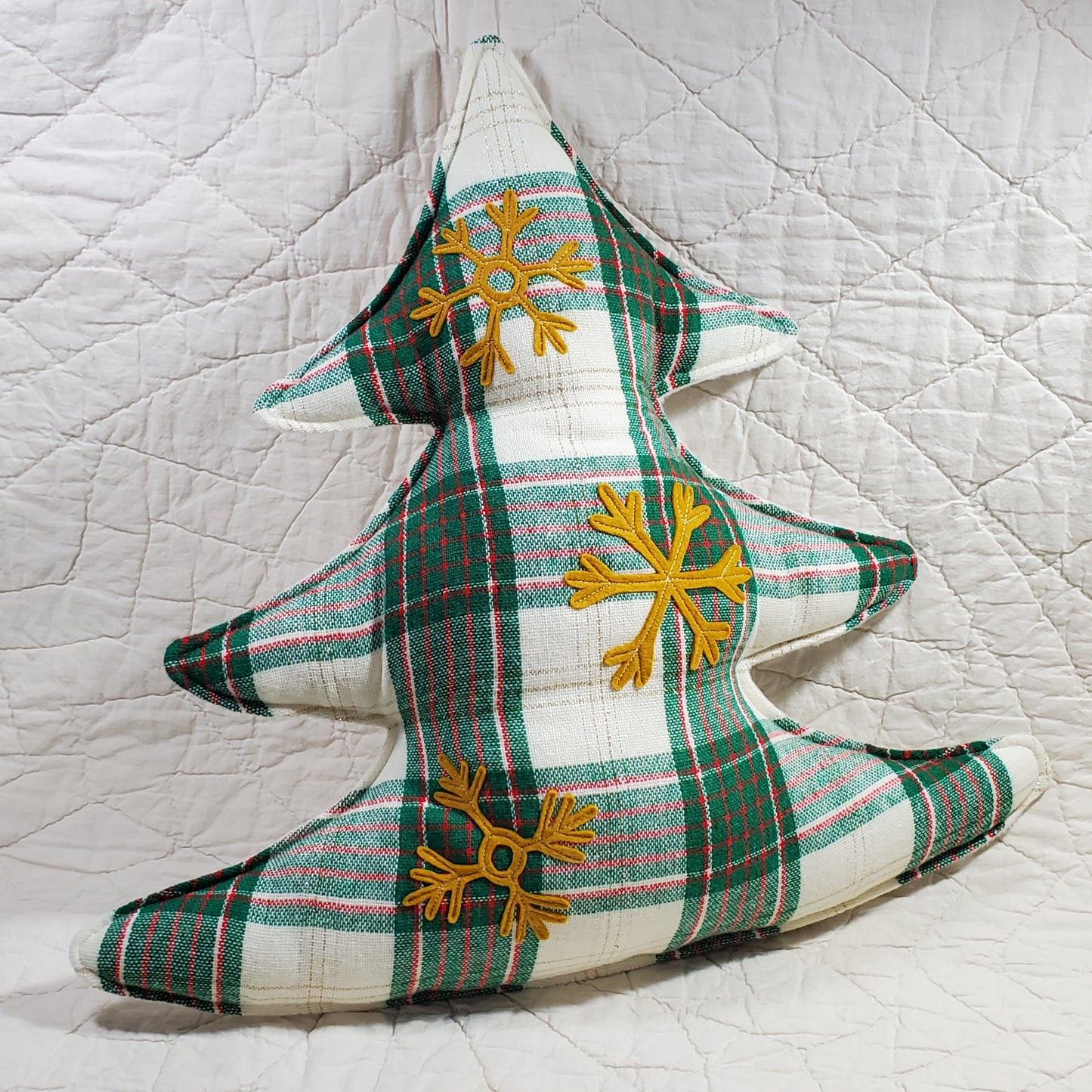 LARGE Tree Pillow with Gold Snowflakes #1032 - FREE SHIPPING