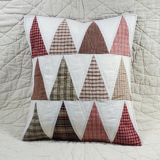 Plaid Trees - Quilted Pillow Cover #1040