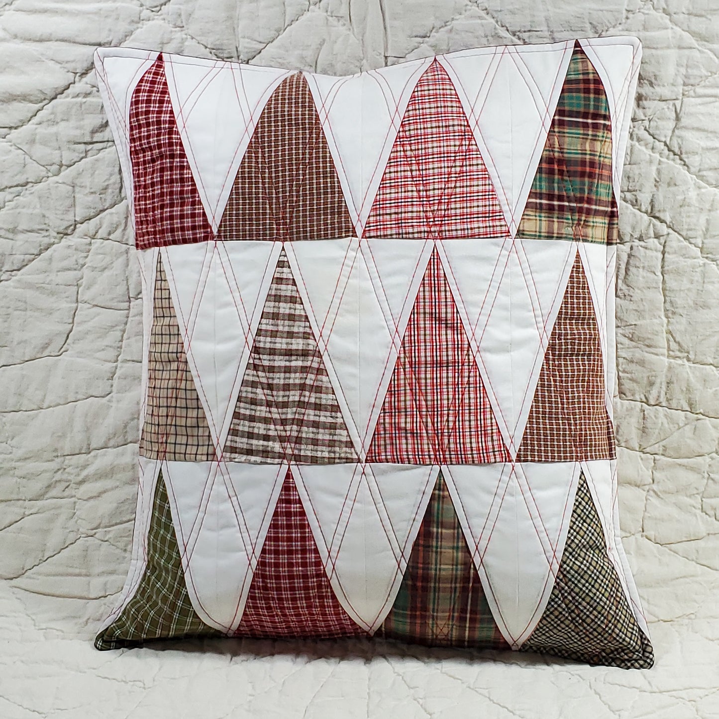 Plaid Trees - Quilted Pillow Cover #1037