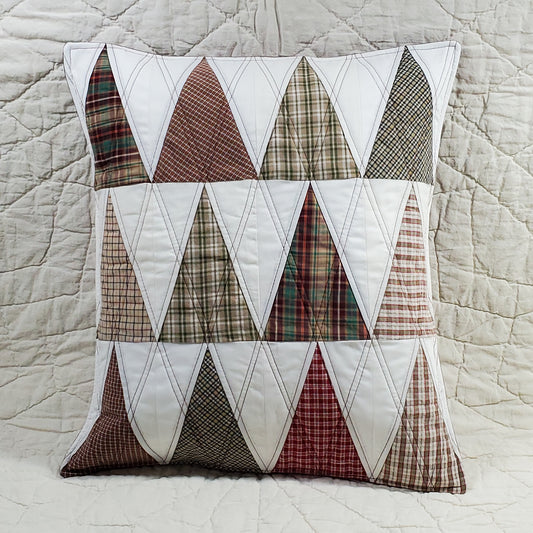 Plaid Trees - Quilted Pillow Cover #1042