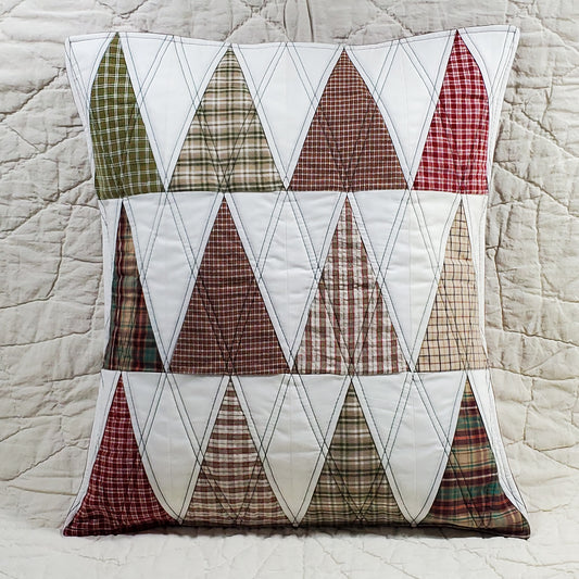 Plaid Trees - Quilted Pillow Cover #1036