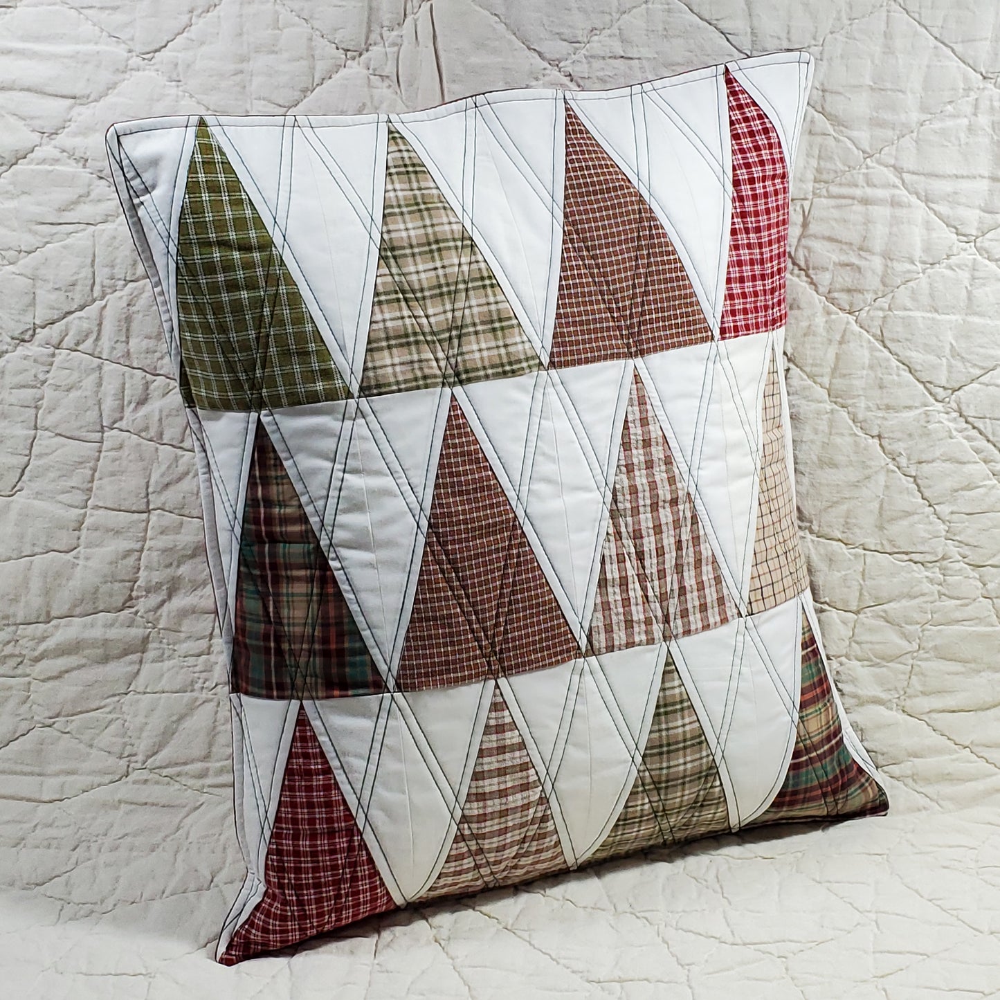 Plaid Trees - Quilted Pillow Cover #1036