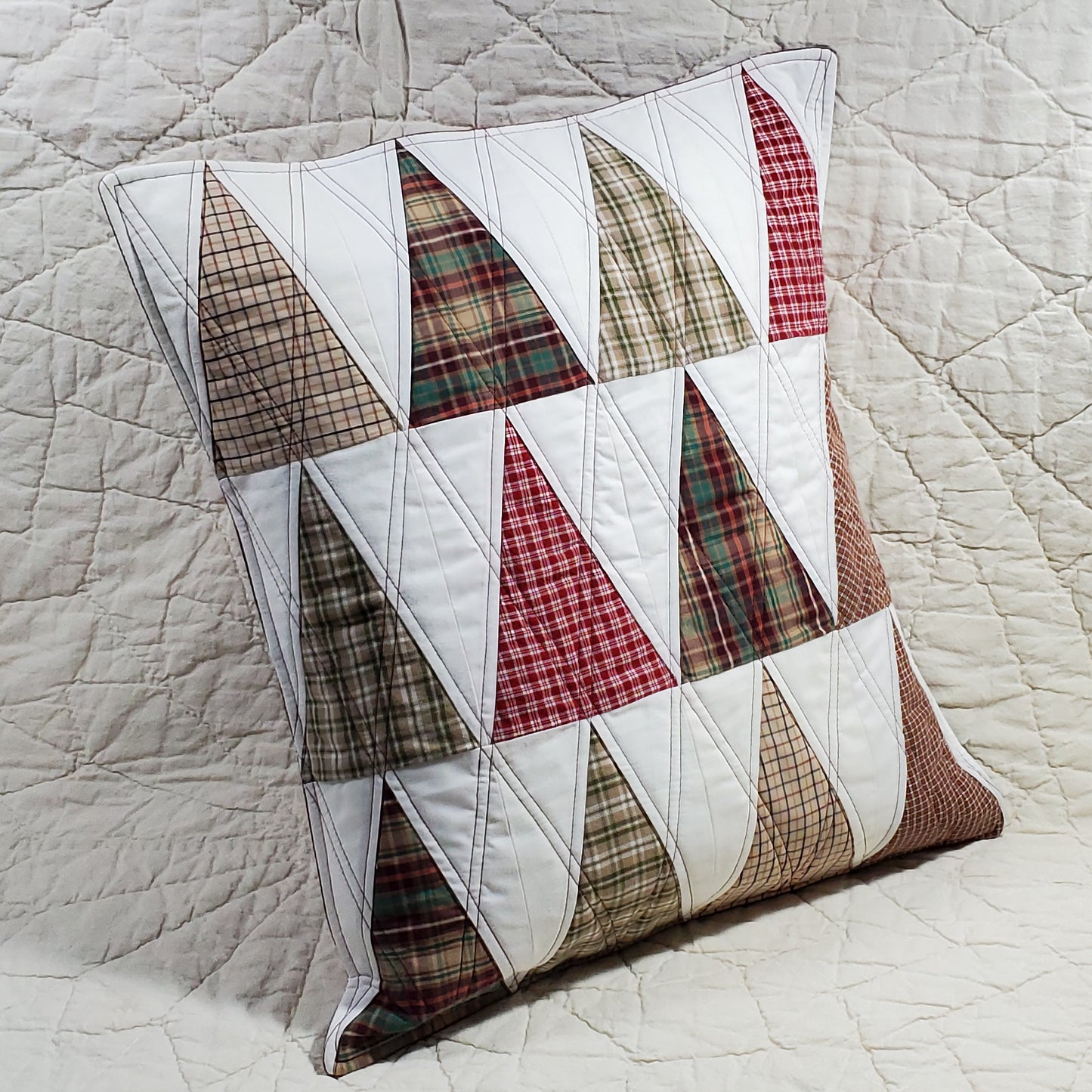 Plaid Trees - Quilted Pillow Cover #1041