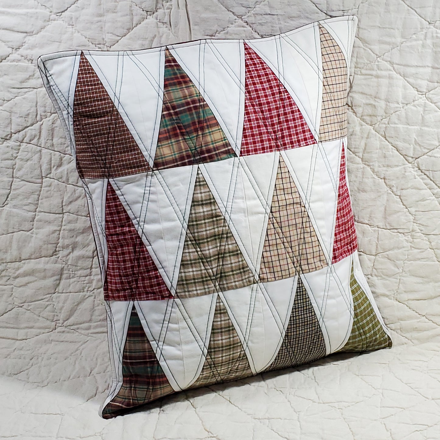 Plaid Trees - Quilted Pillow Cover #1038