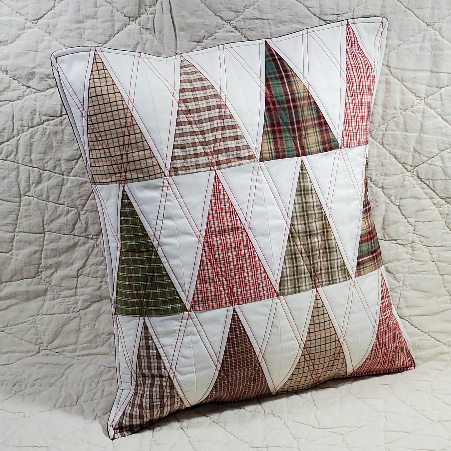 Plaid Trees - Quilted Pillow Cover #1043