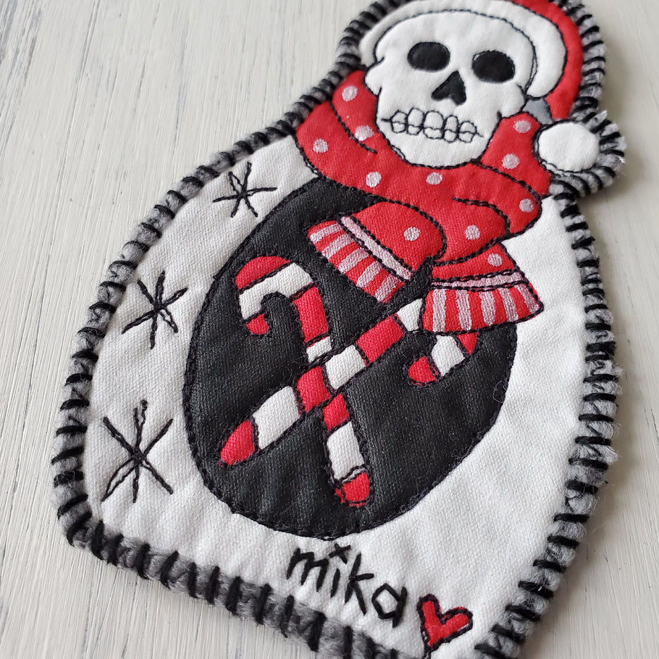 Skelly Matryoshka Art Quilt Ornament