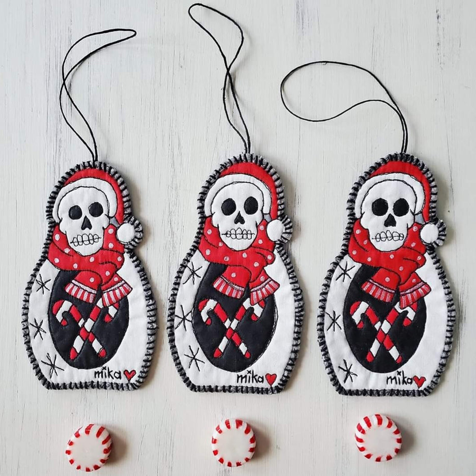 Skelly Matryoshka Art Quilt Ornament