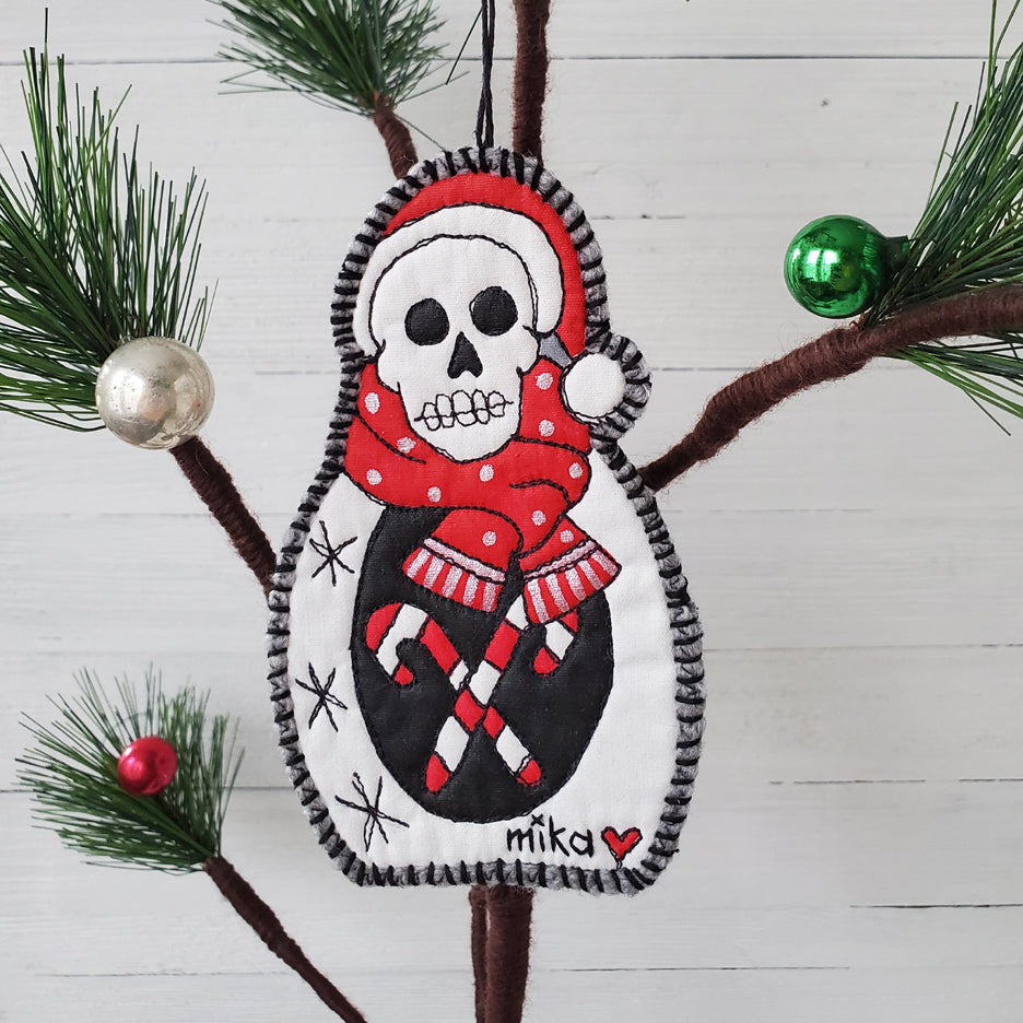 Skelly Matryoshka Art Quilt Ornament